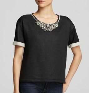 Velvet By Graham & Spencer Black Embroidered Top